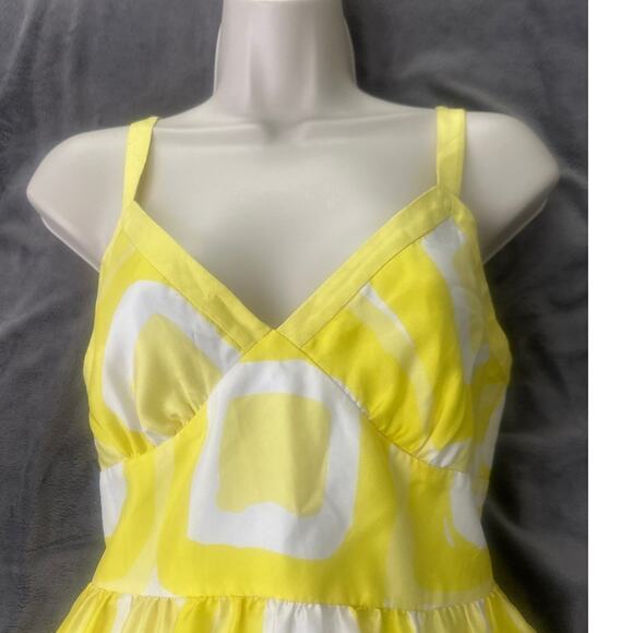 BANANA REPUBLIC Womens Dress Yellow Silk Sundress Summer Preppy Fit Flare | 0 - Picture 2 of 9